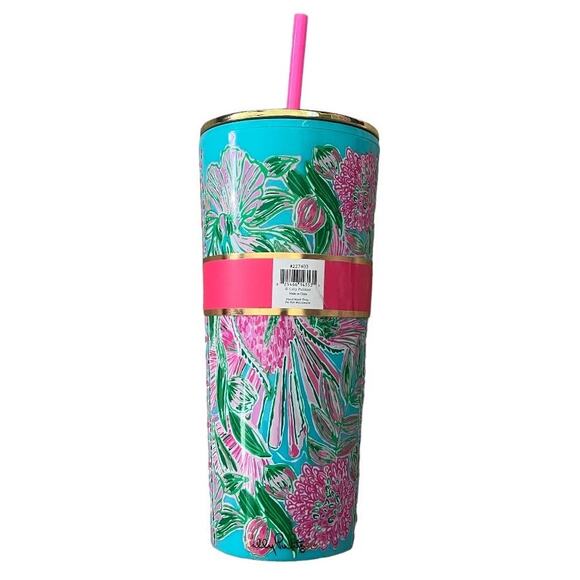 New Lilly Pulitzer Tumbler With Straw Coming In Hot 24 Ounces - Picture 3 of 5